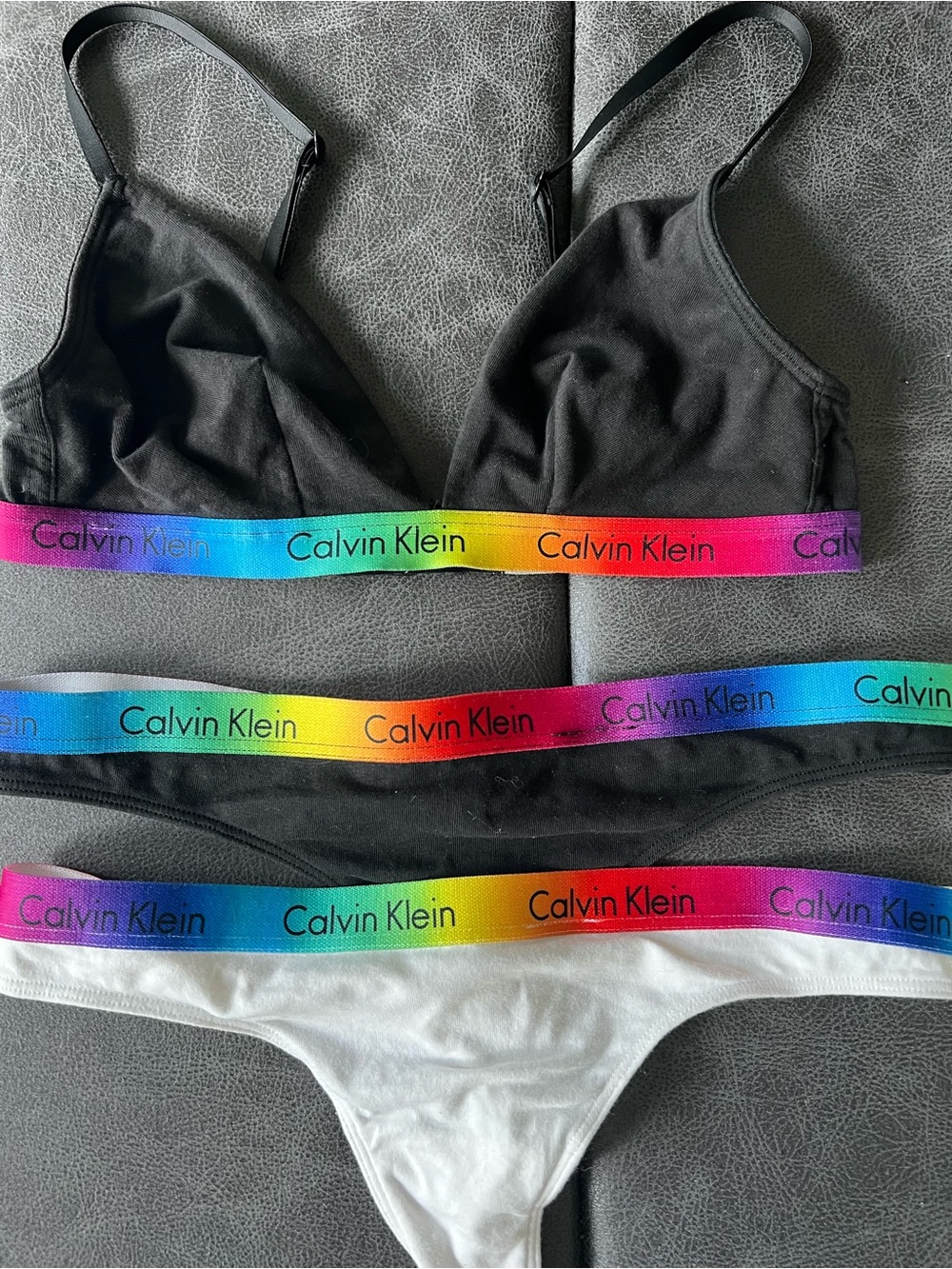 Calvin Klein Women’s Rainbow-Trim Set - Bralette and Thongs - lingerie
